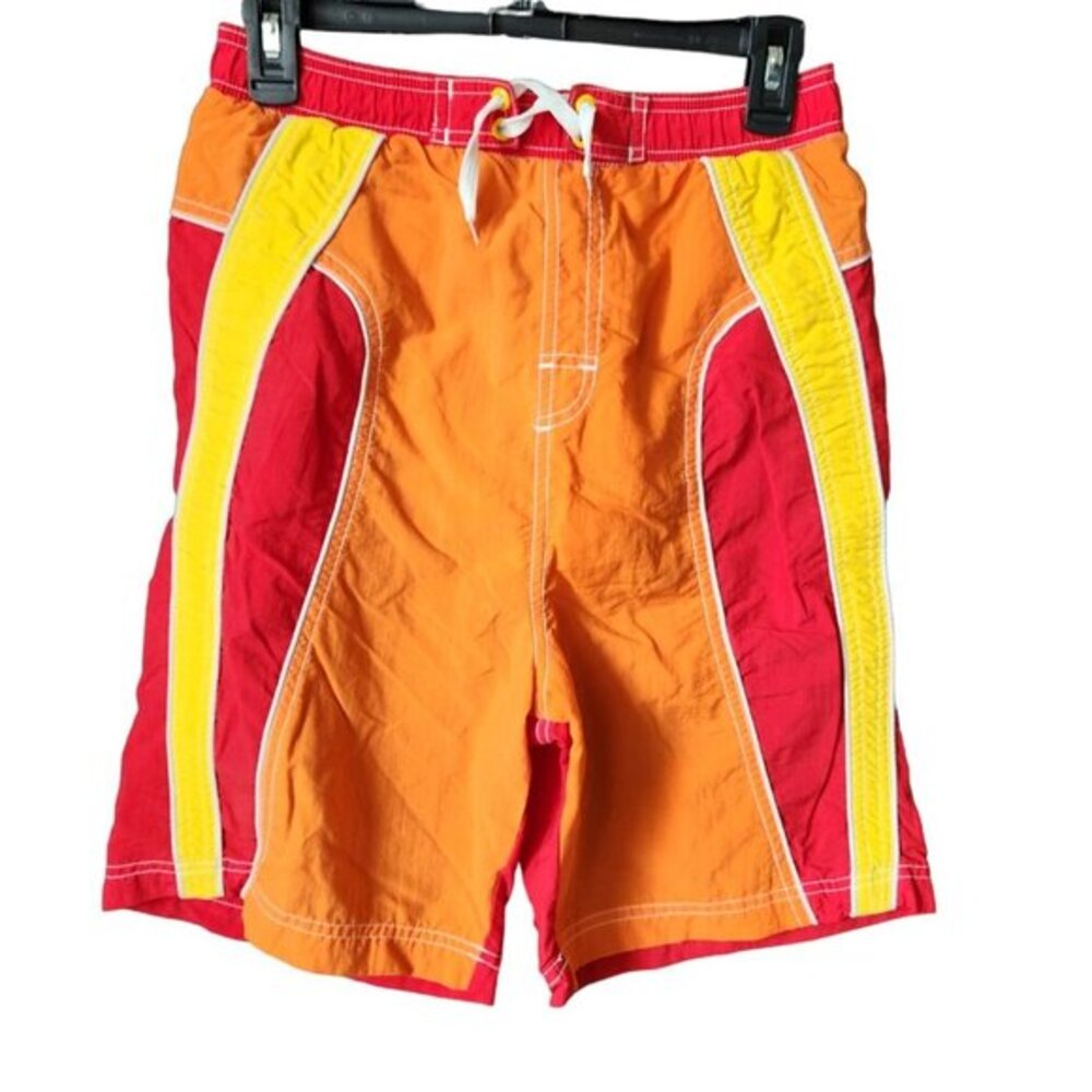 Vintage‎ Sand N Sun Men's Swim Trunks Shorts Mesh Lining Youth Sz L 14-16 Orange